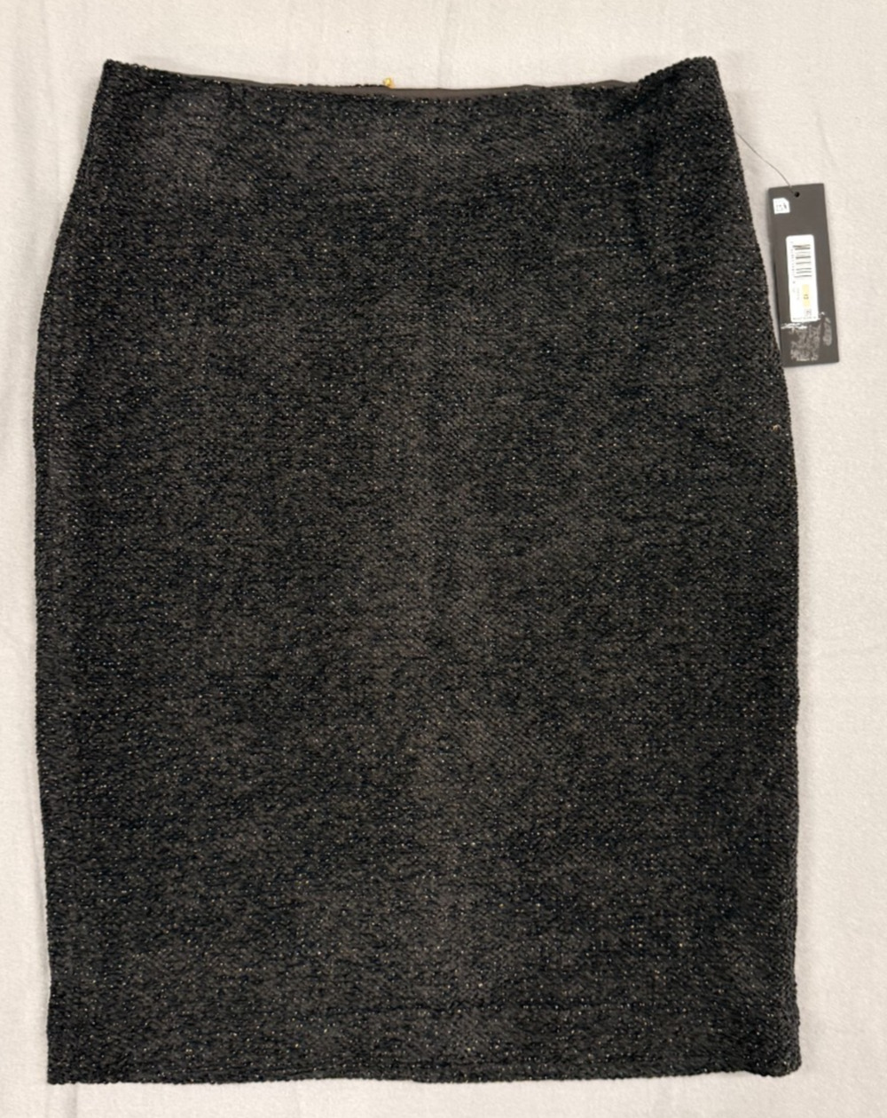 Donna Karan New York Skirt Womens 12 Black Shimmer Metallic Pencil Business NWT